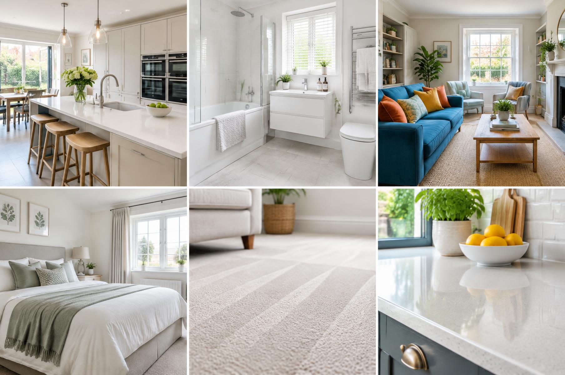 Collection of bright, freshly cleaned rooms